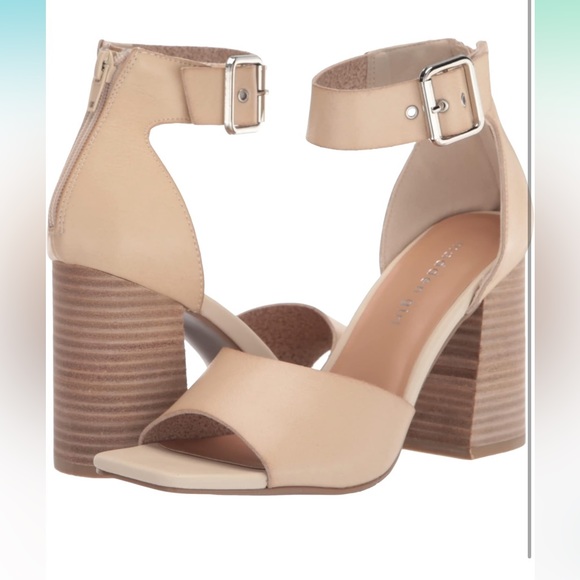 Madden Girl Reveal Ankle Strap Heels Nude Tan Block Stacked Wood NWOB Sz 9.5 - Picture 2 of 13